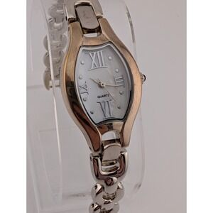 Coldwater Creek MOP Dial Watch Women 21mm Case Silver 7.5" Band- New Battery